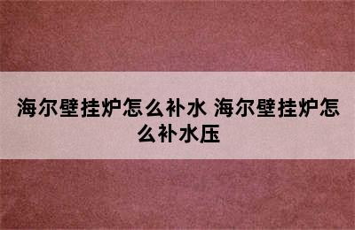 海尔壁挂炉怎么补水 海尔壁挂炉怎么补水压